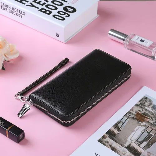 Miniatura 6 de Lavemi Pequeña cartera compacta para mujer, con bloqueo RFID, de piel auténtica, plegable, con ventanas de identificación