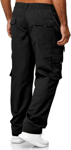 Miniatura 4 de THWEI Pantalones cargo para hombre, estilo casual, de algodón, con múltiples bolsillos, para senderismo, trabajo