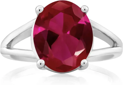 Miniatura 3 de Gem Stone King Anillo solitario con piedra preciosa de 3.00-7.00 quilates Plata de ley 925 Ovalado de 0.47 x 0.49 pulgadas Anillo