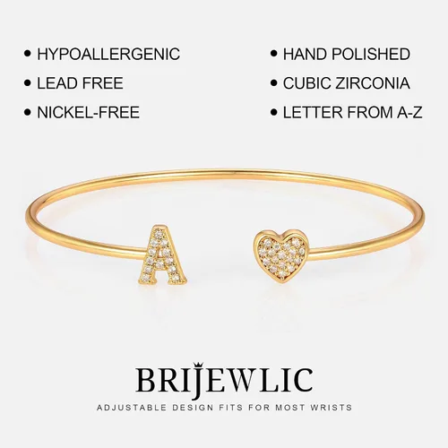 Miniatura 6 de Gold Initial Bracelets for Women Girls, 14K Gold Plated Gold Bangle Bracelets for Women Girls Dainty Gold Initial Bracelets Heart Bracelets for