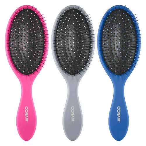 Miniatura 13 de Conair Juego de Cepillos Desenredantes para Cabello, Paquete de 3 Cepillos Desenredantes para Cabello Húmedo o Seco, Desenredante Suave para Todo