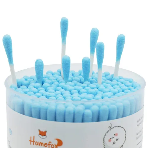 Miniatura 5 de Hisopos de algodón azules de precisión con punta - 400 unidades de hisopos de algodón orgánico puntiagudos de doble lado con puntas de algodón