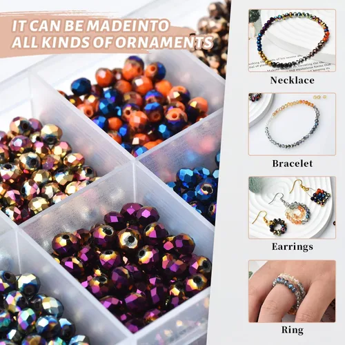 Miniatura 4 de 3000 cuentas de cristal facetadas Rondelle de 0.157 in en 20 colores para la fabricación de joyas 0.157 in Rondelle 5
