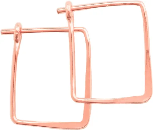 Aretes de aro finos martillados, elegantes plata esterlina geométrica sólida, relleno de oro y relleno de oro rosa; para mujer por Lotus Stone