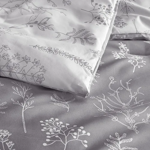 Miniatura 4 de Bedsure - Juego de edredón tamaño queen, gris; juego de ropa de cama floral de 3 piezas, 1 edredón reversible suave con flores botánicas y 2 fundas