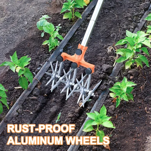 Miniatura 4 de BARAYSTUS Cultivador Rotativo de Jardín Motoazada Ajustable de Acero Inoxidable Manzón de Mano para Mezcla de Suelo o Resembrado de Césped Motoazada