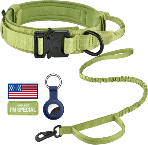 Miniatura 31 de DAGANXI Collar táctico para perro, collar ajustable de nailon para entrenamiento militar con asa de control y hebilla de metal pesado para perros