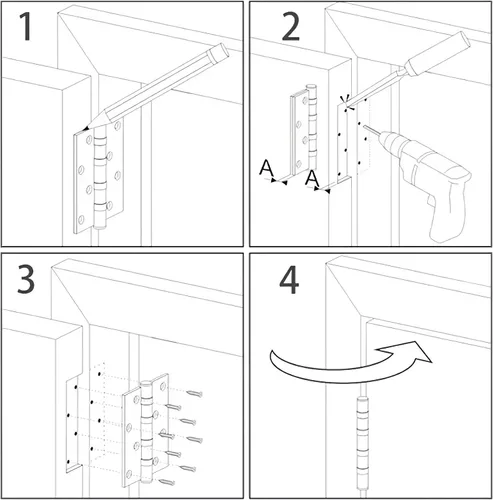 Miniatura 8 de Paquete de 18 bisagras para puerta interior, con esquinas redondeadas de radio de 5/8 de pulgada, de hierro, plana, herrajes de control, negro mate