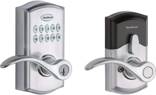 Kwikset SmartCode 955 Pembroke Light Commercial - Palanca Electrónica con Teclado de 10 Botones, con Práctica Entrada sin Llave, 3 Años de Duración