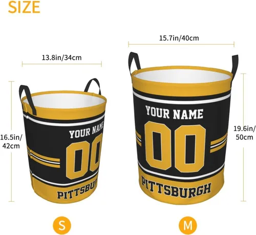 Miniatura 4 de Cesta de lavandería personalizada de Pittsburgh, cesta de lavandería personalizada con nombre y número, cesta de almacenamiento plegable