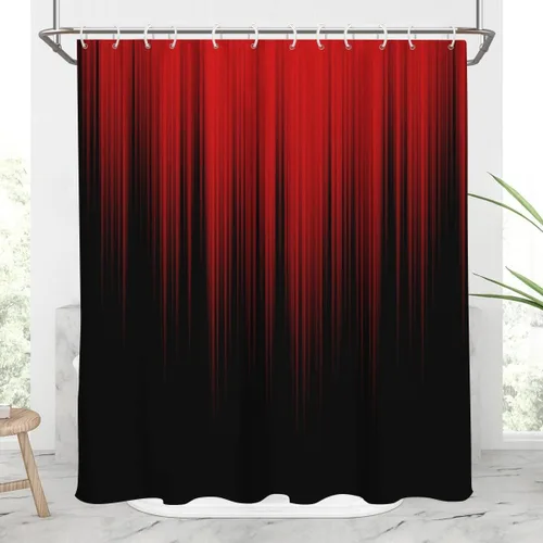 Miniatura 30 de AAtter - Cortina de ducha negra y gris con arte abstracto ombre gótico gótico estético para hombres, extra larga XL grande, de tela para decoración