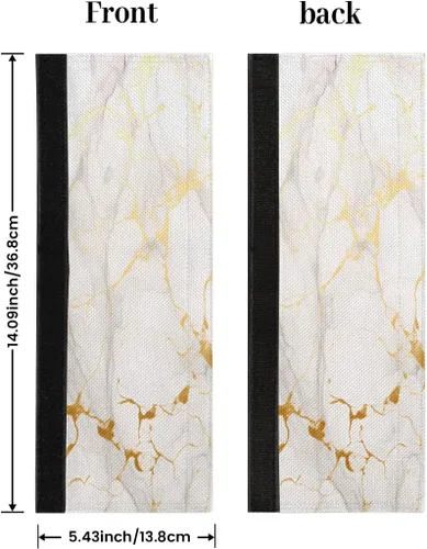 Miniatura 3 de Paquete de 2 fundas para manijas de refrigerador con estampado de mármol blanco dorado para electrodomésticos de cocina, juego de 2 fundas lavables