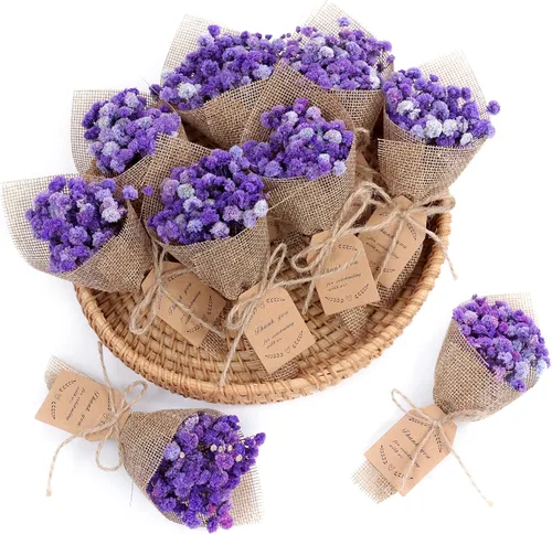 Miniatura 9 de Juego de 20 piezas de mini imanes con ramo de flores secas para recuerdos de boda rústicos, recuerdos de fiesta de baby shower para invitados, Blanco