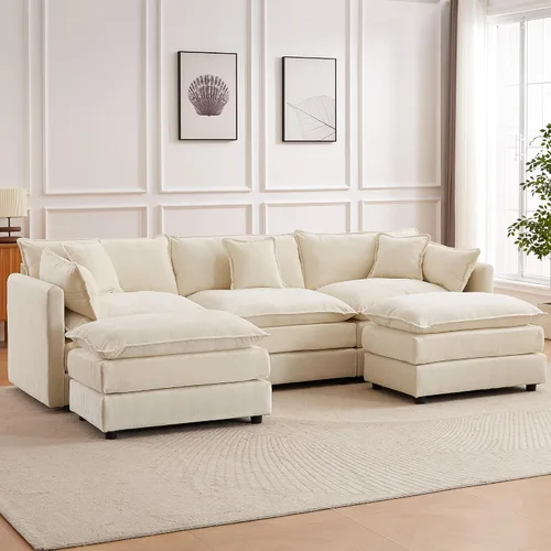 Miniatura 20 de Sofá modular seccional, juego de sofá en forma de L de 77 pulgadas con reposabrazos, cómodos sofás de nube de 2 plazas para sala de estar