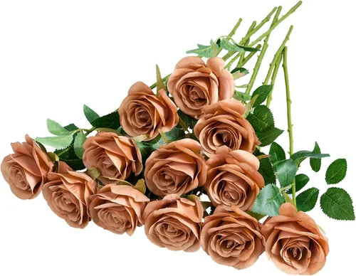 Miniatura 8 de 12 piezas Rosas Flores Artificiales Rosas Falsas Azul Bebé Rosas de Seda Flores de Seda Blancas Rosas con Tallos Largos para Bodas Hogar Fiestas