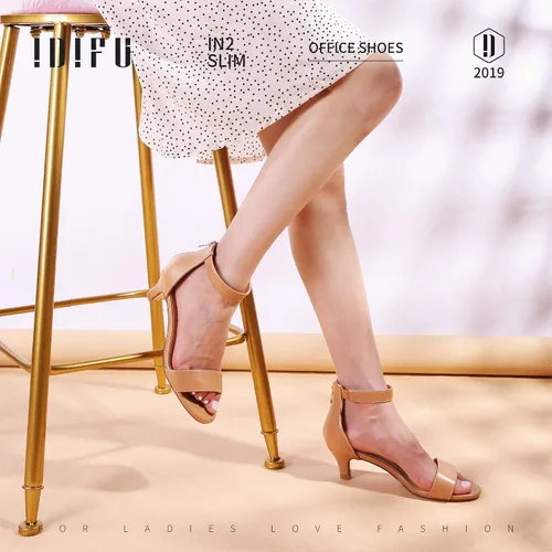 Miniatura 2 de IDIFU Kitten Heels for Women IN2 Low Heels Open Toe Ankle Strap Heeled Sandals Wedding Bridal Evening Prom Party Dress Shoes Womens Heels With Zipper