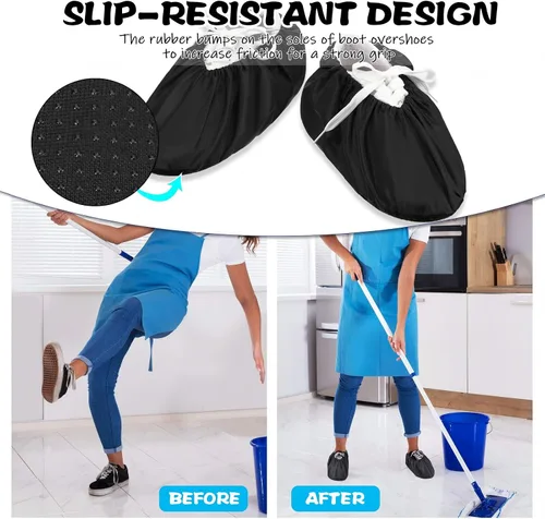 Miniatura 3 de SATINIOR 12 pares de fundas reutilizables para zapatos, antideslizantes, impermeables, elásticas, cómodas, a prueba de polvo, lavables a máquina