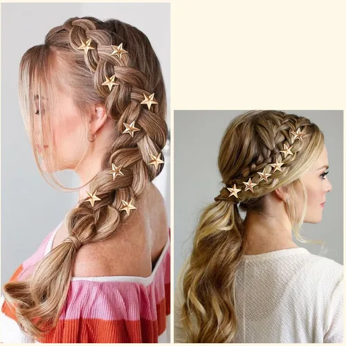 Miniatura 5 de 20 pinzas para el cabello de estrella, pinzas de pelo en espiral de estrella dorada, horquillas de novia, pinzas trenzadas vintage para boda