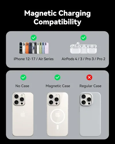 Miniatura 7 de INIU Cargador inalámbrico magnético, certificado Qi2 original de 15 W, almohadilla de carga inalámbrica rápida compatible con MagSafe, cargador