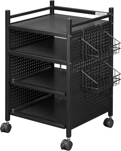 Bauhutte BHS-380G-BK Estante de almacenamiento para consola de juegos, tipo deslizante, negro, 15.6 x 14.6 x 24.2 pulgadas (15.6 x 14.6 x 24.2 in)