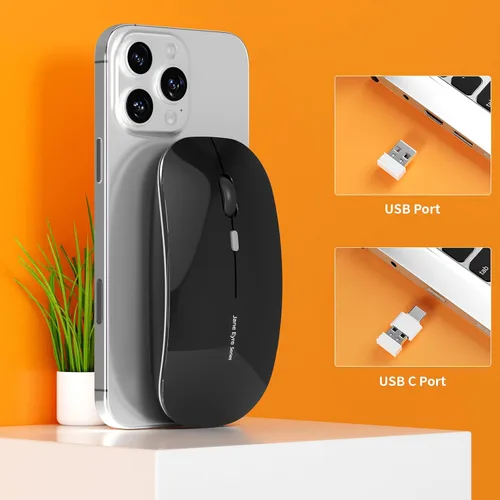 Miniatura 2 de Uciefy Q5 - Ratón inalámbrico recargable delgado, 2.4G, portátil, óptico, silencioso, ultrafino, ratón inalámbrico para computadora con receptor USB