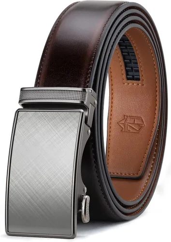 Zitahli Cinturón para hombre, vestido de cinturón de trinquete con cuero de primera calidad de 1 38 pulgadas, cinturón deslizante con hebilla