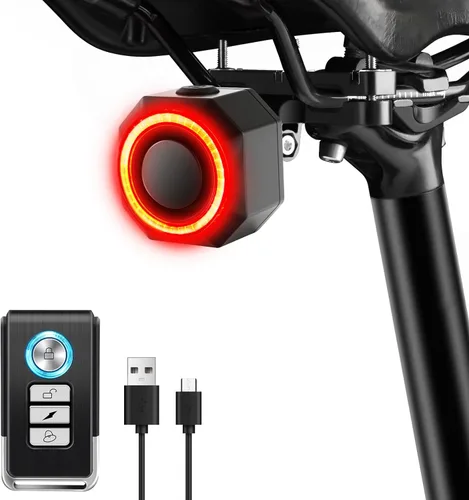 Miniatura 8 de NineLeaf Bicycle Tail Light Rechargeable,Bike Tail Light with Alarm and Remote,Bike Alarms for Ebikes,IP65,113dB Alarms, Level 7 Sensitivity, Auto