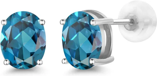 Miniatura 324 de Gem Stone King Aretes de oro de 14 quilates con piedra natal ovalada de 0.315 x 0.236 in Aretes de oro para mujer
