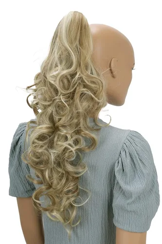 Miniatura 8 de Prettyshop - Extensión de cola de caballo de 24 pulgadas con clip, larga, voluminosa, ondulada, resistente al calor, color negro H63