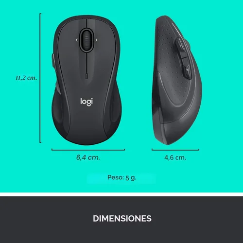 Miniatura 7 de Logitech M510 - Mouse inalámbrico, ratón para laptop y PC con receptor unificador USB, botones programables - Grafito
