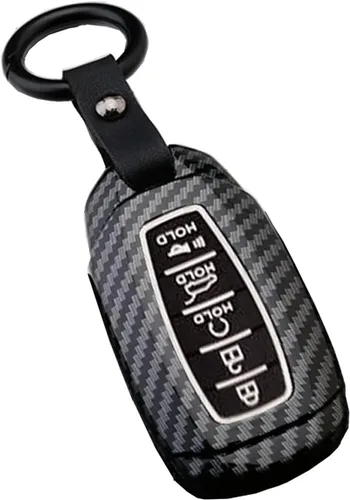 Funda para llavero compatible con Hyundai Elantra GT I30 IG IX35 Kona Santa Fe Solaris 5 botones sin llave para control remoto con diseño de fibra