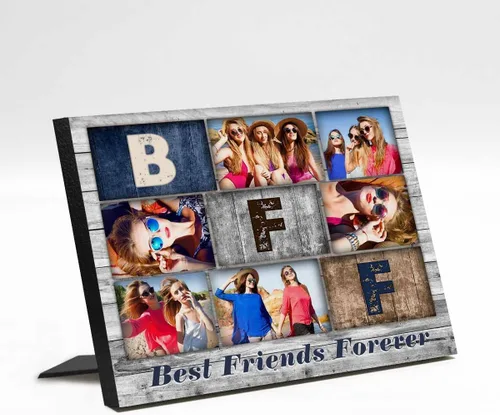 Miniatura 27 de M YESCUSTOM Marco de fotos personalizado con texto de amigos, marco de fotos de amistad para mejores amigos, panel de fotos Fover con pantalla