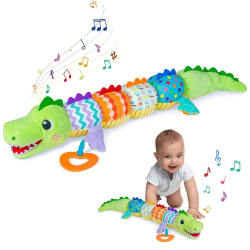 Ussybaby Juguetes para bebé varón de 0, 3, 6, 9 y 12 meses, juguete suave para el tiempo de barriga con múltiples texturas, sonajero, crujiente,