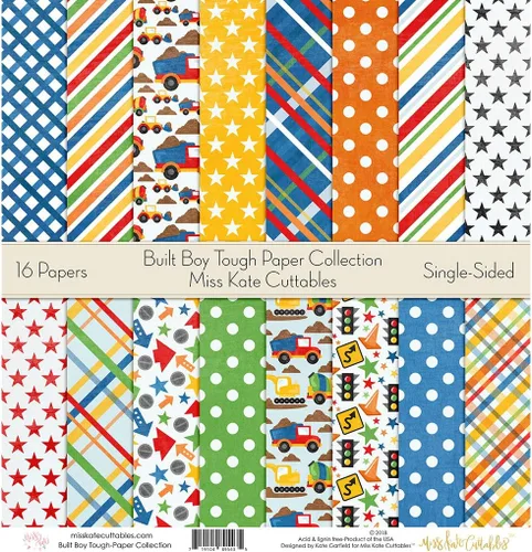 Miniatura 7 de Paquete de papel de patrón – Built Boy Tough – Scrapbook Premium Specialty Paper de una cara de 12 x 12 pulgadas, colección incluye 16 hojas – por