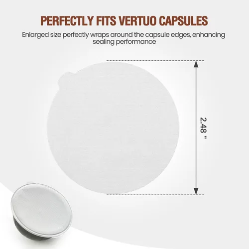 Miniatura 6 de Pro Mael 100 sellos de papel de aluminio para cápsulas reutilizables VertuoLine, tapas de sellado para cápsulas Nespresso VertuoLine recargables