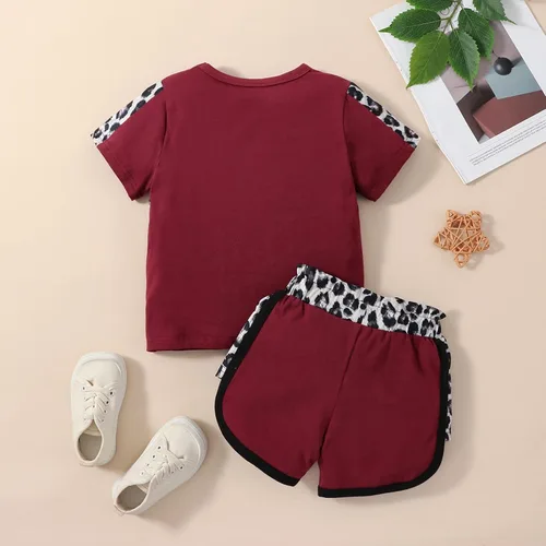 Miniatura 26 de Ropa de verano para niña, camiseta de manga corta para bebé, pantalones cortos, estampado de leopardo, camuflaje, de 18 meses a 6 años