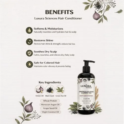 Miniatura 6 de Luxura Sciences Acondicionador de semillas negras de cebolla, añade brillo y volumen al cabello fino y fino, controla el encrespamiento, hidrata