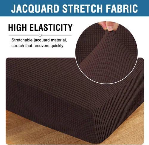 Miniatura 4 de H.VERSAILTEX Fundas de cojín individuales superelásticas para asiento, tela de sarga gruesa con textura jacquard