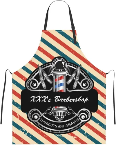 Miniatura 16 de Delantal de barbería personalizado para hombres y mujeres, delantal de peluquería con texto personalizado con bolsillos, delantal personalizado