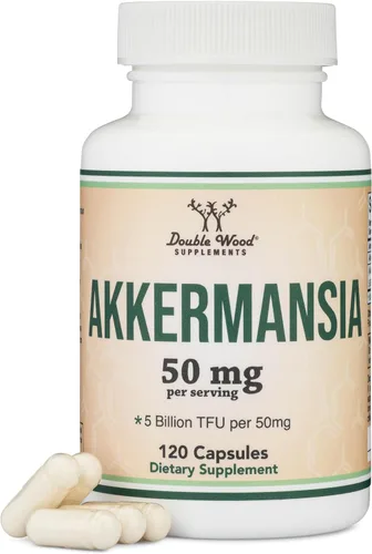 Probiótico y Posbiótico Akkermansia (Aumenta la Producción de GLP-1) 120 Cápsulas, 50mg por Porción (Probado por Terceros a 5 Mil Millones de TFU