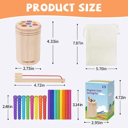 Miniatura 6 de Juguetes Montessori para niños de 2, 3, 4 años, juego de pesca magnética de doble juego para niños de 18 meses, juguete preescolar de clasificación