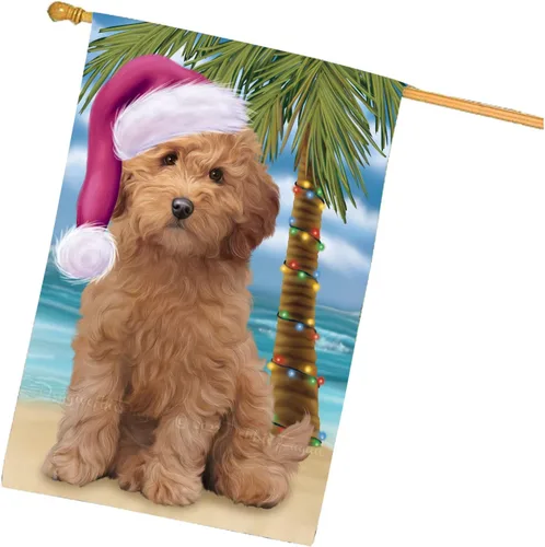 Doggie of the Day Goldendoodle HFLG61613 - Bandera de casa de perro – Decoración de jardín para mascotas de doble cara para Navidad, verano, 28