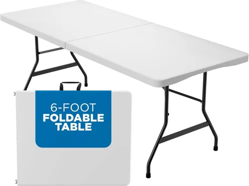 Miniatura 3 de Sorfey Mesa plegable de 6 pies x 30 pulgadas, plástico blanco