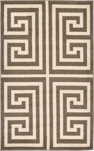 Miniatura 30 de Unique Loom Athens Collection - Alfombra clásica geométrica moderna con diseño de bordes, 3 pies 3 pulgadas x 5 pies 3 pulgadas, negro/beige