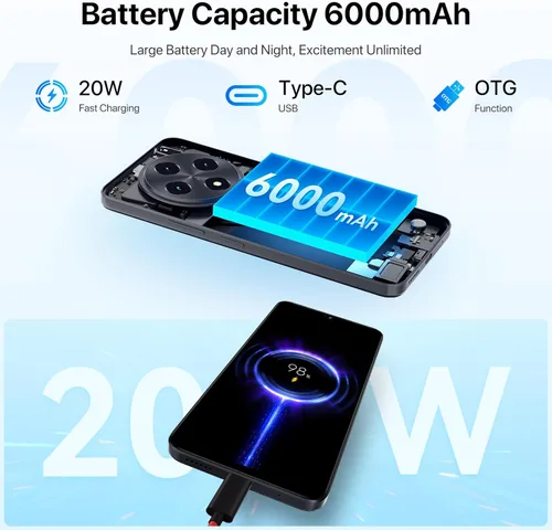 Miniatura 3 de UMIDIGI G100 Teléfono celular desbloqueado Android 14, pantalla HD+ de 6.9" a 120Hz, Octa-core 16GB +256GB ampliable a 1TB, GPS, teléfono