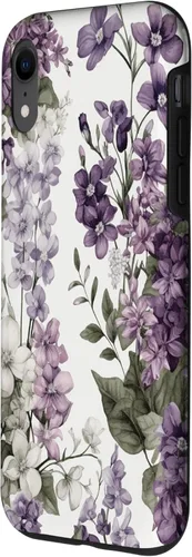 Miniatura 2 de Funda para iPhone XR White Violet Purple Lavender Lilac Floral con flores botánicas