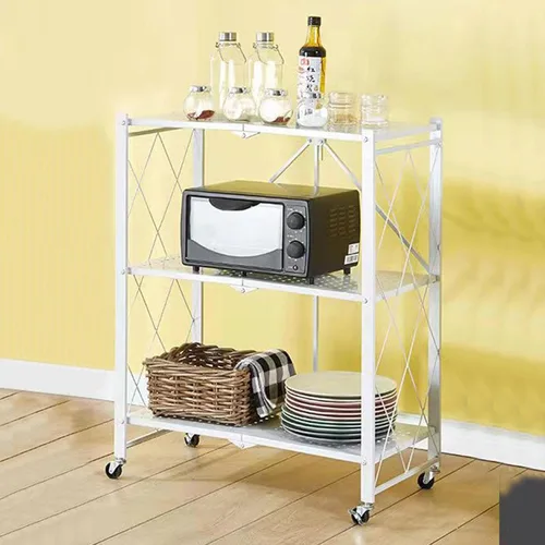 Estantes plegables de almacenamiento con ruedas, organizadores plegables y estante de metal de almacenamiento, estantería para cocina, garaje, 5
