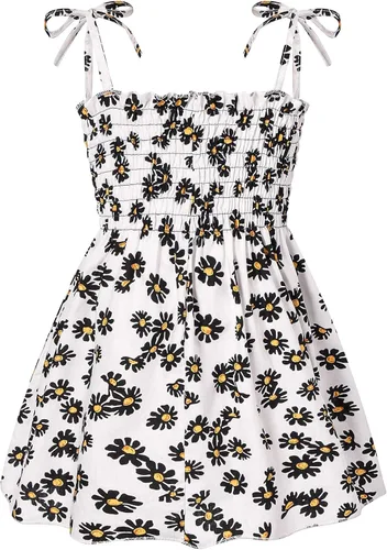 Vestidos florales para bebés y niñas, sin mangas, con tirantes elásticos, para fiesta de flores, vestido de una pieza, falda de verano