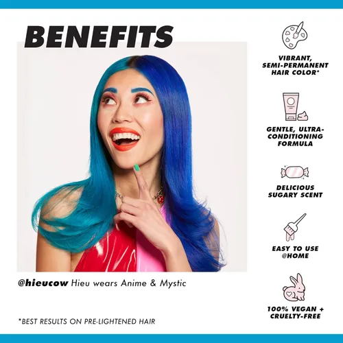 Miniatura 3 de Lime Crime Tinte para el Cabello de Unicornio de Cobertura Completa, Anime (Azul Caramelo) - Color de Cabello Semipermanente Vegano y Libre