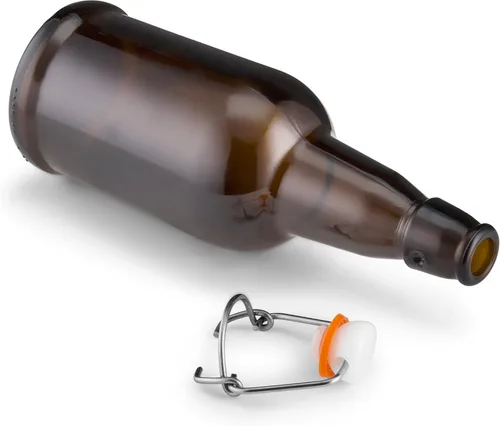 Miniatura 3 de Botella de cerveza de vidrio para fabricación de cerveza casera con tapa giratoria abre fácil y sello de caucho hermético - 16 onzas - Caja de 12